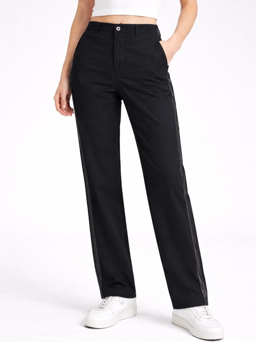 Anthropologie Black Straight-Leg Trousers